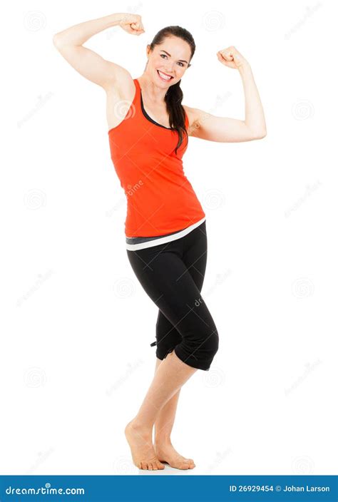 Woman In Gym Flexing Back Muscles On Cable Machine Royalty Free Stock