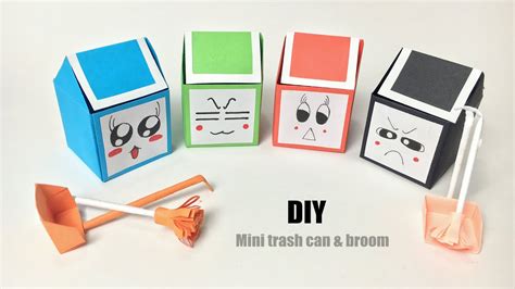How To Make Paper Trash Bin And Broom Dustpan Origami Desk Dustbin