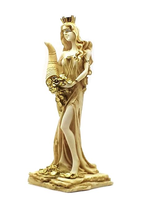 Goddess Of Wealth Tyche Lady Luck Fortuna Statue Cast Marble Sculpture
