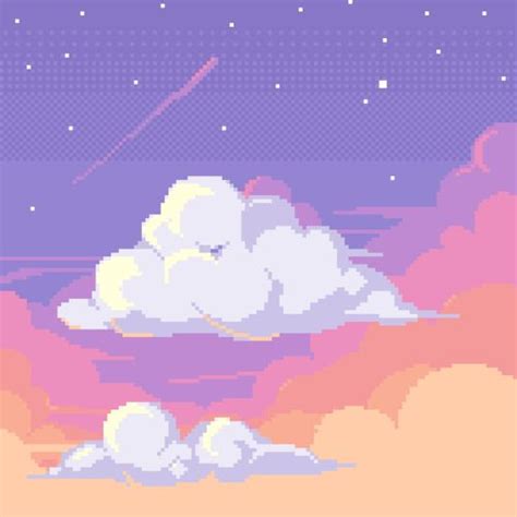 8bit Cloud And Kawaii Image Pixel Art Pixel Art Background