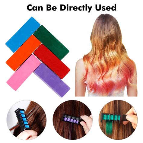 Temporary Pro Hair Dye 6 Colors Mini Hair Chalks Crayons For Hair Color