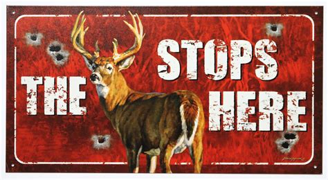 The Buck Stops Here Tin Sign Deer Hunting Farm Country Outdoors F3