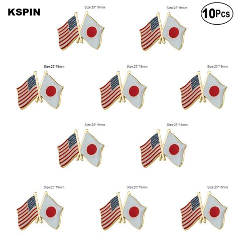 Usa Japan Lapel Pin Flag Badge Brooch Pins Badges 10pcs A Lotbadges