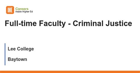 Full Time Faculty Criminal Justice Job With Lee College 2791943