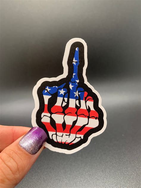 3 American Flag Skeleton Middle Finger Sticker Fuck You Etsy