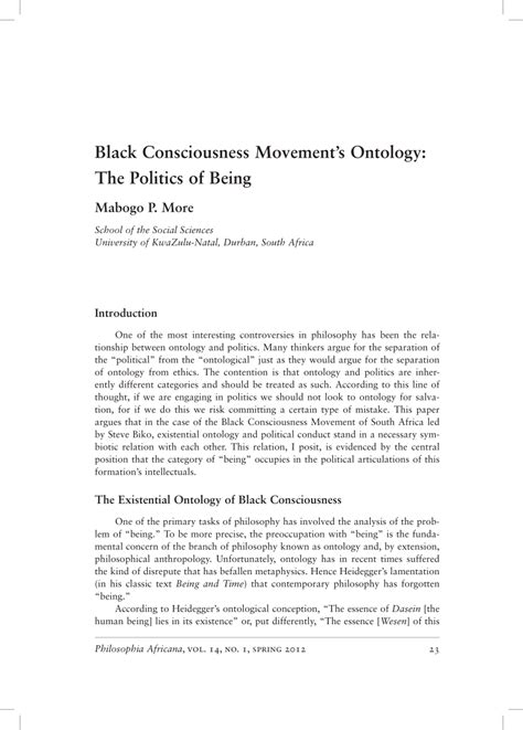 The essay will be assessed holistically (globally). (PDF) Black Consciousness Movement's Ontology: The ...