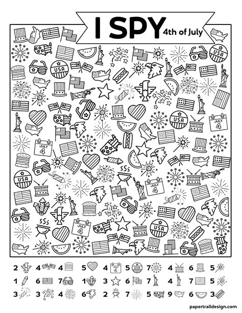 Free Printable I Spy 4th Of July Activity Paper Trail Design