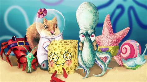 Spongebob Characters In Real Life Spongebob Patrick Gary Squidward