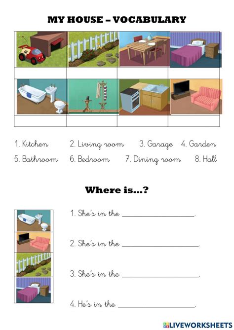 House Vocabulary Worksheets Esl Language Thing Interactive