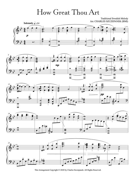 How Great Thou Art Sheet Music For Solo Piano Charles Szczepanek