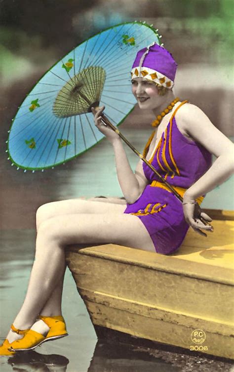 vintage everyday flapper fashion 49 incredible colorized postcards of cool girls in swimsuits