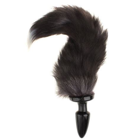 Fetish Black Silicone Anal Plug Tail Butt Plug With Realistic Fox Tail Sex Products Sex Toys