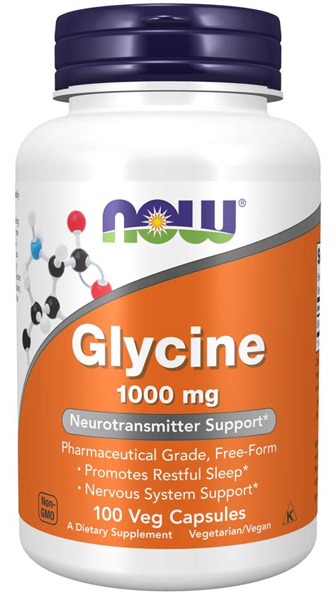 Now Supplements Glycine 1000 Mg Free Form Neurotransmitter Support