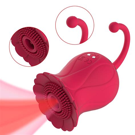 Intense Suction Clit Sucker Nipple Stimulation Red Rose Female Clit Vibrator China Sex Toy