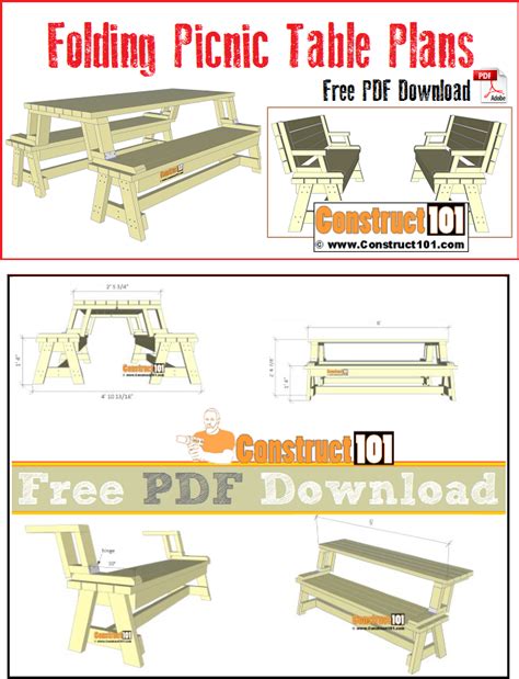 Folding Picnic Table Plans Pdf Download Construct101