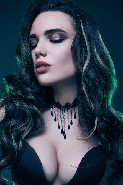 Premium Photo Portrait Of Young Sexy Gothic Girl With Long Hair