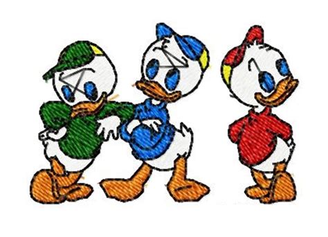 Huey Dewey And Louie Single Machine Embroidery Design For 4x4 Hoop In 8