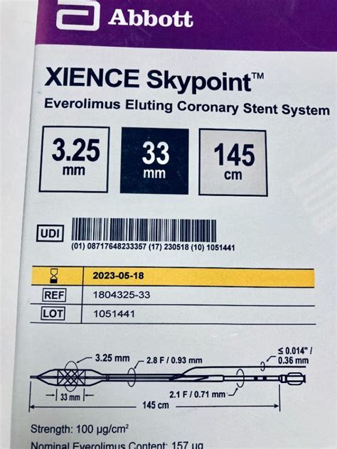 New Abbott 1804325 33 Xience Skypoint Coronary Stent Disposables