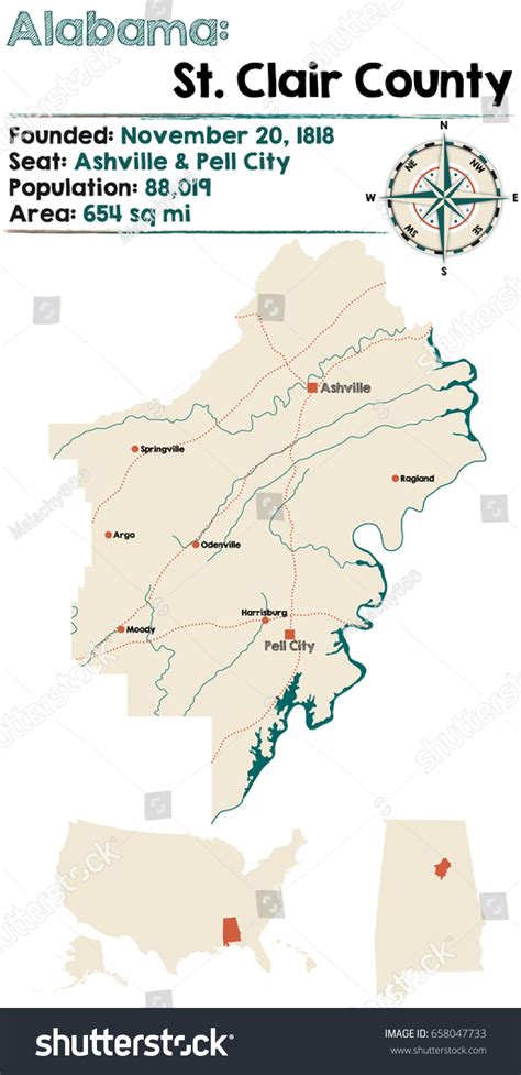 Large And Detailed Map Of St Clair County In Royalty Free Stock