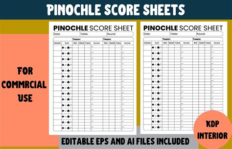 Pinochle Score Sheets Kdp Interior Gráfico Por Cool Worker · Creative