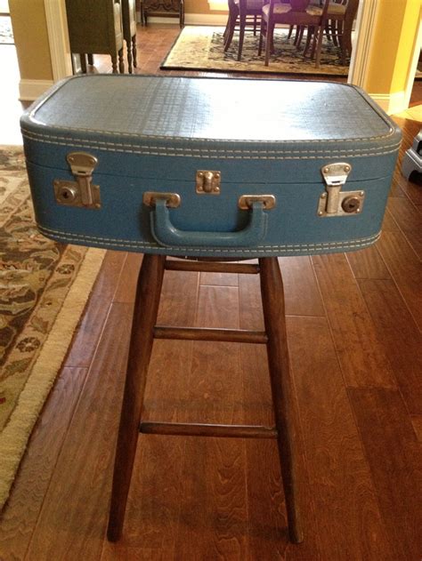 Table From Old Suitcase And Stool Old Suitcases Suitcase Stool