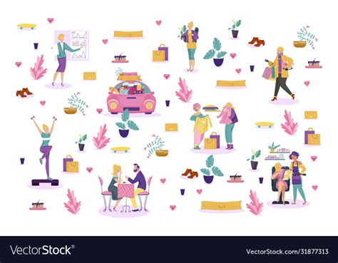 Woman Daily Routine Girl Character Lifestyle Vector Image
