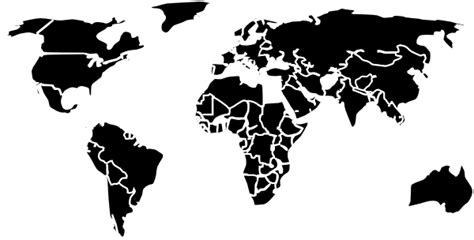 World Map Black And White Clipart