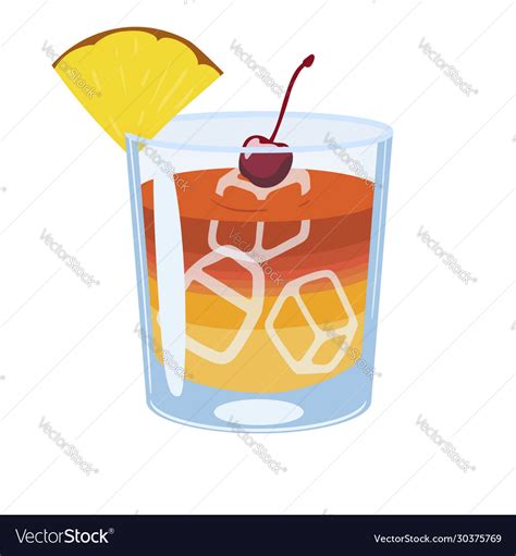 Mai Tai Cocktail Isolate On White Background Vector Image