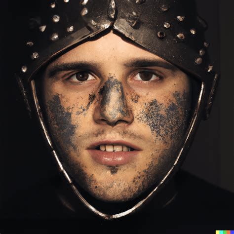 High Quality Portrait Of A Medieval Knight With Steampunk Armour Face