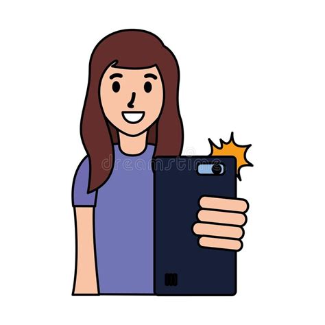 Woman Taking Selfie Stock Vector Illustration Of Modern