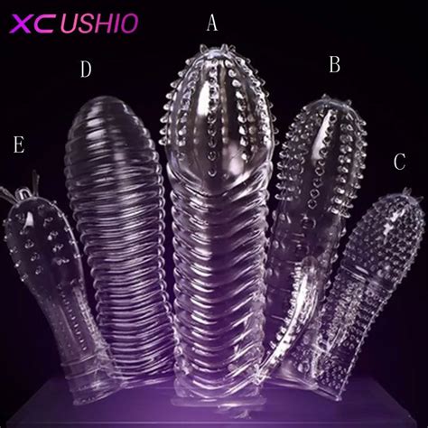 Pc Solid Head Cock Rings Reusable Condom Crystal Penis Extension Sleeves Adult Game Toys Sex