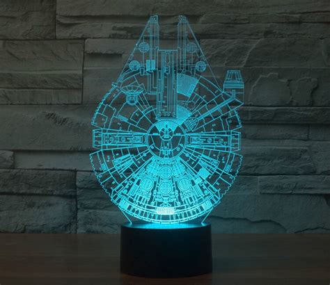 Hot Star Wars Millennium Falcon 3d Illusions Led Night Light Touch Switch Colorful Mood