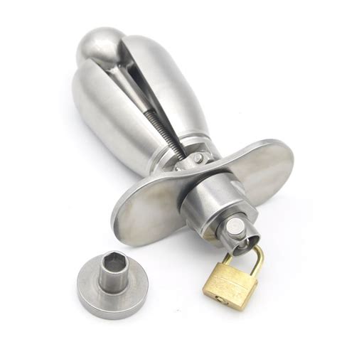 newest stainless steel openable stretching anal plug beads with lock expanding anus butt