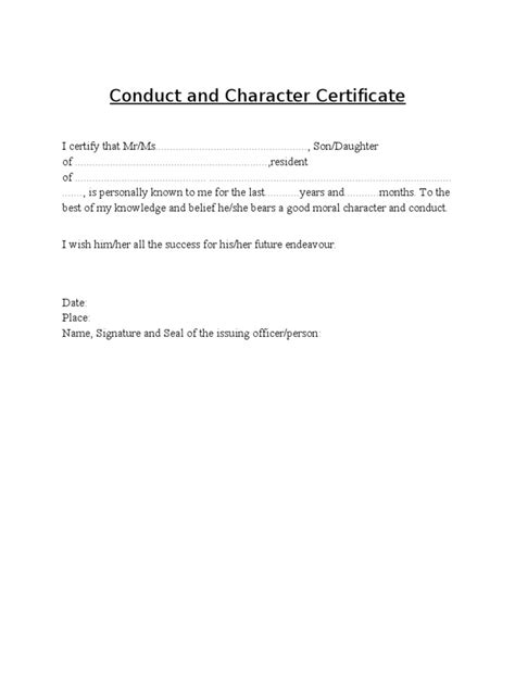 character certificate format  gazetted officer   scribd