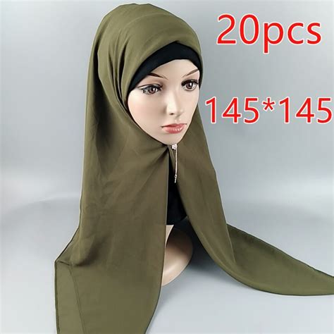 H5 20pcs High Quality Square Chiffon Hijab 145 145cm Wrap Shawls