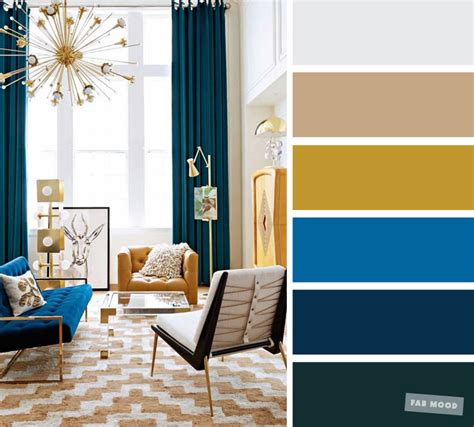 The Best Living Room Color Schemes Bright Blue Teal Mustard