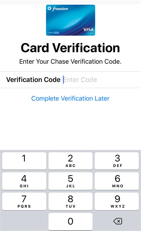 Verify card for apple pay. Activate Chase Freedom 5X for Apple Pay