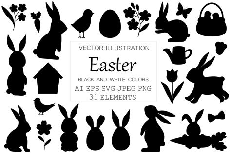 Easter Silhouette Easter Bunny Svg Illustration Par Shishkovaiv