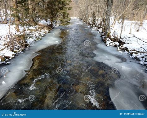 Ice Frozen River In Winter Stock Photo Image Of Frost Cascade
