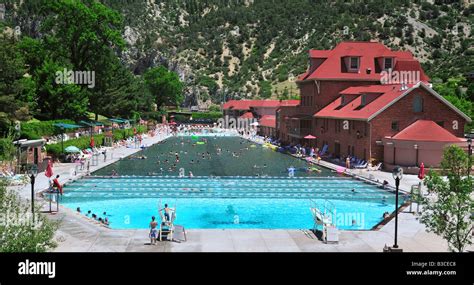Swimmers And Sunbathers At The Glenwood Hot Springs Lodge And Pool In