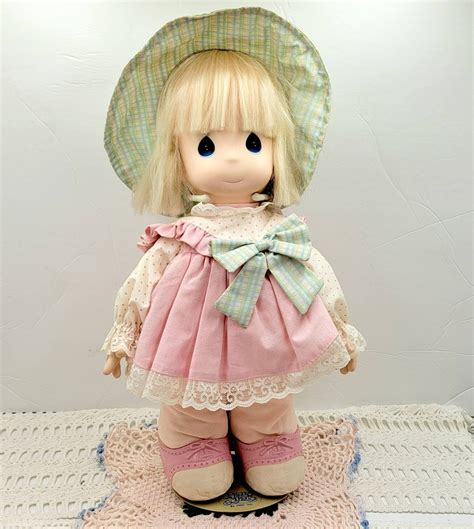 Precious Moments Doll In Pink Dress And Green Bonnet Etsy