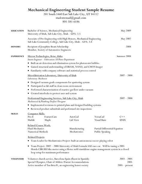 Use a good mechanical engineering resume template that balances start with your most recent degree. engineering student resume - Google Search | Resumes | Pinterest | Student resume, Job resume ...