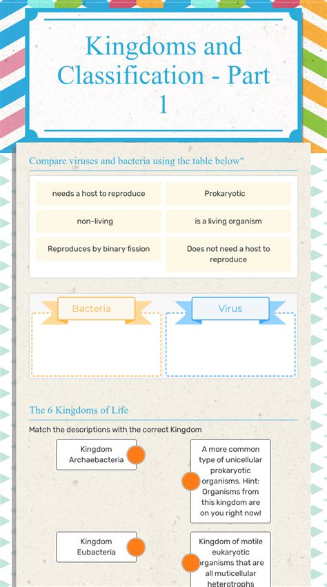 Domains And Kingdoms Worksheet