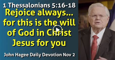 John Hagee November 02 2023 Daily Devotion 1 Thessalonians 516 18