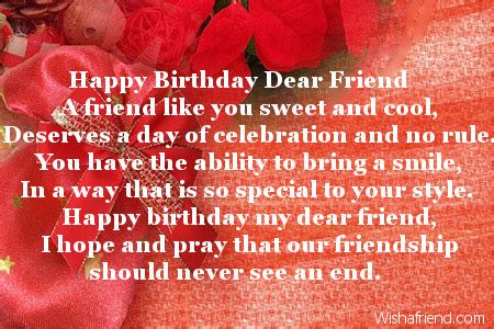 Happy Birthday Dear Friend, Friends Birthday Poem