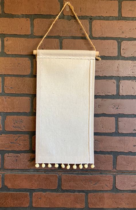 Tall Blank Canvas Banner With Beautiful Vintage Ribbon Trim And Pom Pom