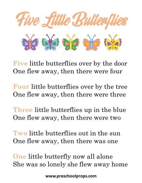 Five Little Butterflies Felt Flannel Board Puppet Set For Literacy