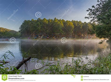 Sunrise At Pang Ung Lake Pine Forest Mae Hong Sonnorth Of Thailand