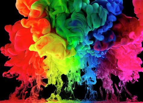 Rainbow Colored Ink Paint In Water By Mark Mawson