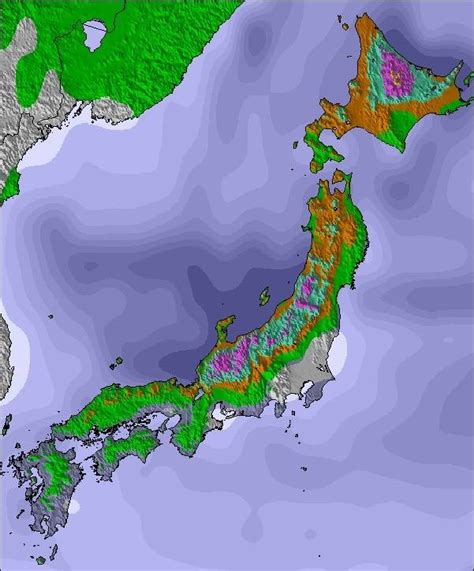 A Map Of Japan With Colored Areas
